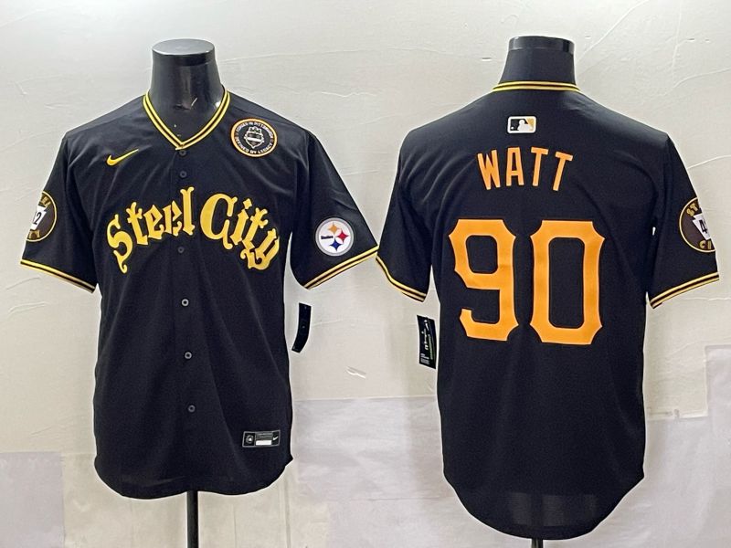 Men 2025 Nike Pittsburgh Steelers #90 Watt Black Limited NFL Jersey style 0067->pittsburgh steelers->NFL Jersey